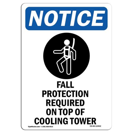 OSHA Sign, Fall Protection Required, 24in X 18in Decal, 18 W, 24 H, Portrait, OS-NS-D-1824-V-12462